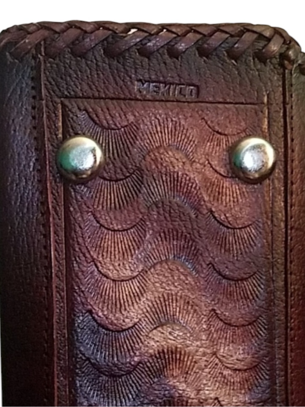 Vintage Mexican Hand Tooled Leather Bag Boho Western Folk Art Handbag - Picture 6 of 7